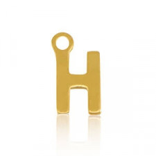 Stainless steel charm initial H Gold